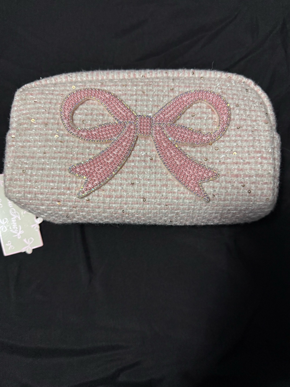Pink Bow Embellished Women's Cosmetic Clutch